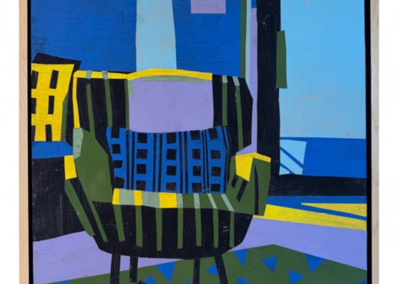 Linda Pouliot collage of an armchair by a window, November Artist-in-Residence
