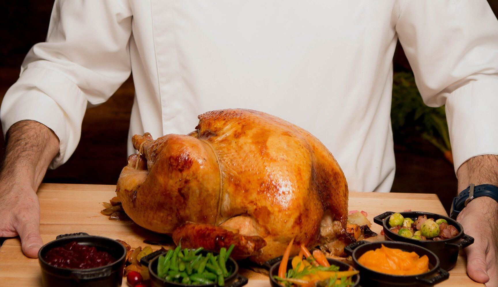 Chef Charlie Palmer with a roasted turkey at Appellation Healdsburg