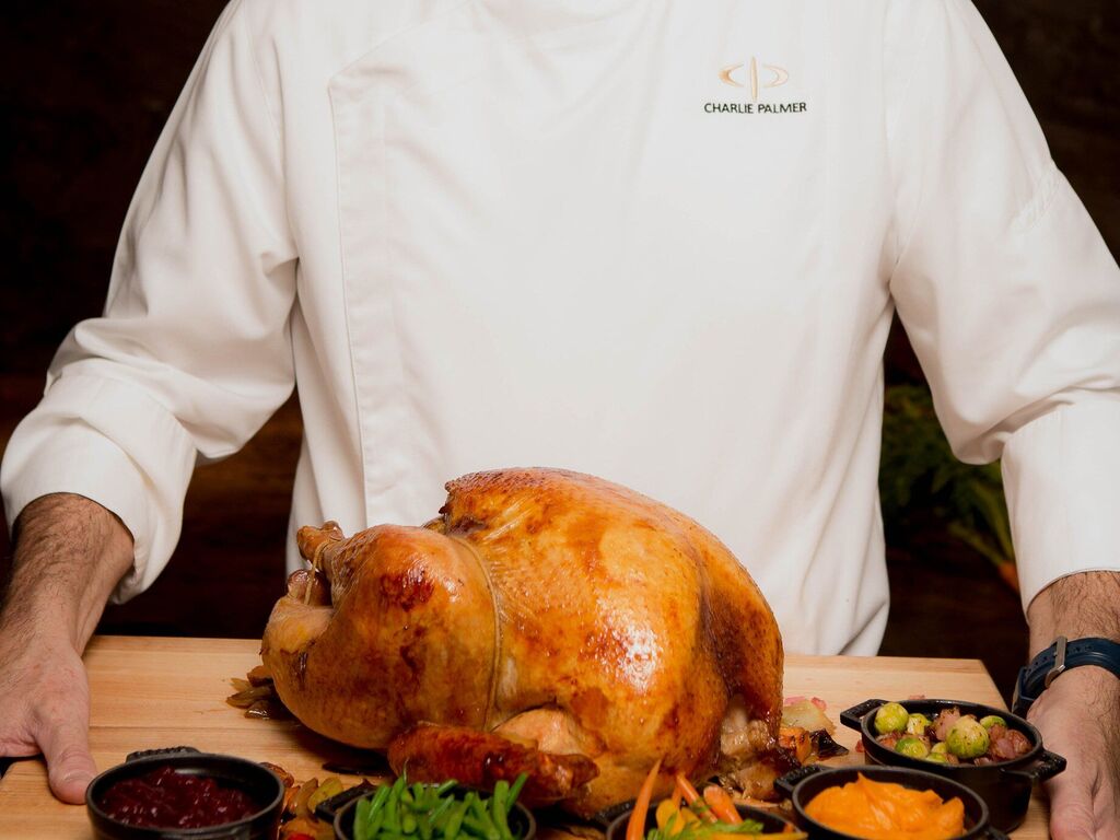 Chef Charlie Palmer with a roasted turkey at Appellation Healdsburg